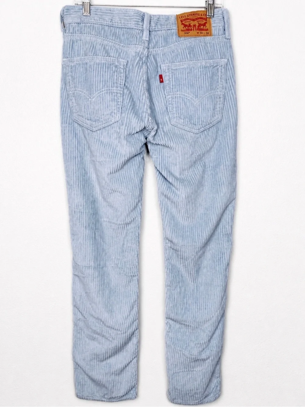 Levis 514 Corduroy Pants Men 30x32 Light Blue Wide Wale Straight Leg Cords Read
